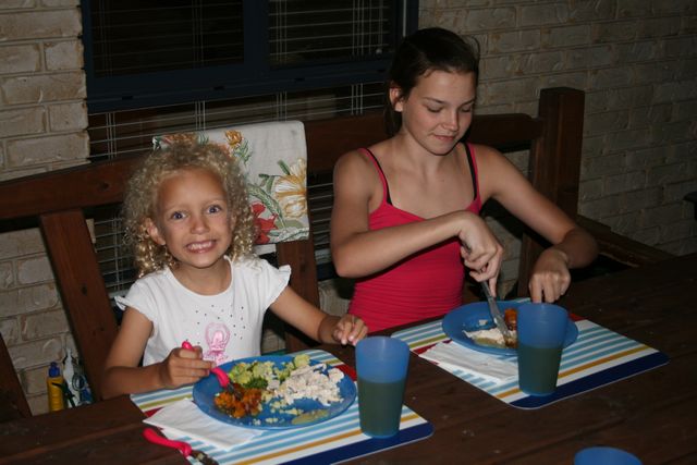 21 - Neve and Jasmine enjoying their Boxing Day feast