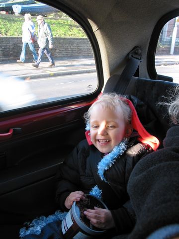 16 - Neve in the back of a famous London Cab