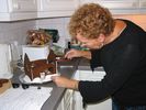1 - Marilyn working on the Xmas Gingerbread House
